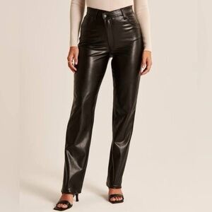 Abercrombie Criss-Cross Waistband Vegan Leather 90s Straight Pants - Size 26